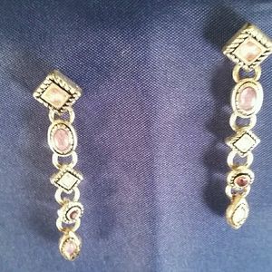 SILVER & PINK QUARTZ 1.5 LENGTH EARRINGS